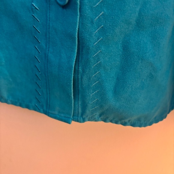 Studio Works Turquoise Button Up Shirt Woman size 3X - Picture 8 of 10